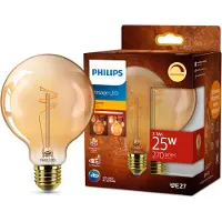Philips Filament-Lampe Bernstein 25W G95 E27, 3,1 W, 25 W, E27, 270 lm, 15000 h
