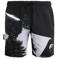Guggen Mountain Herren Badehose mit Palmen Muster Weiß Schwarz