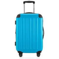 Hauptstadtkoffer - Spree - Handgepäck mit Erweiterung, Koffer auf Rollen, Trolley Flugzeug Hartschalenkoffer Hand Luggage TSA, 55 cm, Cabin Bag max 42 Liter,Cyanblau