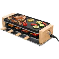 Kitchenbrothers Gourmet Set - 950W - Gourmet Teller 8 Personen - Set mit Pfannen und Spateln - 46,5 x 23 cm - Holz/Schwarz