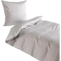 TRAUMSCHLAF Uni Mako-Satin Bettwäsche 135x200 cm + 80x80 cm silber