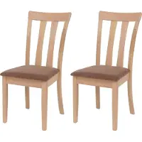 MCW 2er-Set Esszimmerstuhl MCW-G46, Küchenstuhl Stuhl, Stoff/Textil Massiv-Holz naturfarbenes Gestell, braun