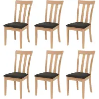 Mendler 6er-Set Esszimmerstuhl MCW-G46, Küchenstuhl Stuhl, Stoff/Textil Massiv-Holz naturfarbenes Gestell, schwarz
