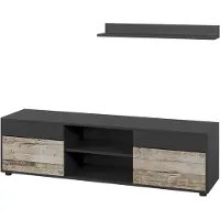Vicco Wohnwand Berno Schwarz/Sandeiche 2 Teile, Model 57822