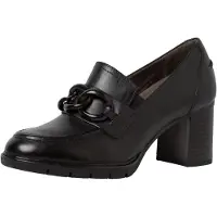 Tamaris Jana Damen Hochfront-Pumps schwarz mit grober Zierkette und 6,5 cm Blockabsatz 39