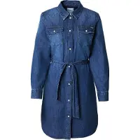 Pepe Jeans für Damen. PL95376845A0 Blaues Denim-Hemdblusenkleid (S), Lässig, Baumwolle, Langarm