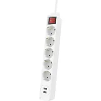 Hama 00223183, 1,4 m, Drinnen, Abgewinkelt, Weiß, 5 AC-Ausgänge, 17 W