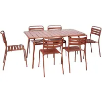Sweeek - Klappbarer Gartentisch aus Stahl mit 6 Stühlen - Terrakotta