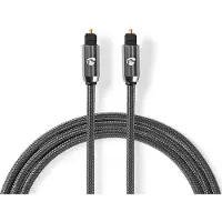 Nedis Optical audio cable TosLink Male, 5m, round, braided - Gray With Metal