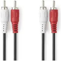 Nedis Stereo-Audiokabel | 2x RCA Stecker | 2x RCA Stecker | Vernickelt | 5.00 m | Rund | Schwarz | L
