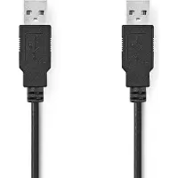 Nedis USB-Kabel - USB 2.0 - USB-A Stecker - USB-A Stecker - 18 W - 480 Mbps - Vernickelt - 3.00 m - Rund - PVC - Schwarz - Label