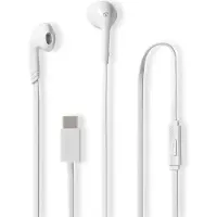 Nedis Kopfhörer mit Kabel - USB-C - Kabellänge: 1.20 m - Eingebautes Mikro - Lautstärke-Regler - Weiss