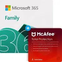 Microsoft 365 Family & McAfee LiveSafe Bundle, 12 Monate für 1-6 Nutzer (je 5 Geräte), Download Code - [Multiplattform]