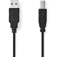 Nedis USB-Kabel - USB 2.0 - USB-A Stecker - USB-B Stecker - 10 W - 480 Mbps - Vernickelt - 3.00 m - Rund - PVC - Schwarz - Label