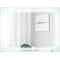 Costway 80 x 60 CM LED-Badezimmerspiegel, wandmontierter rechteckiger Spiegel mit dimmbarer 3-farbiger Beleuchtung, Touch-Schalter Anti-Beschlag