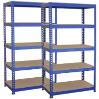 Monster Racking 2 x blaue Regaleinheit 5 Tier Garage Lagerung Regal 75 x 150 x 30 cm