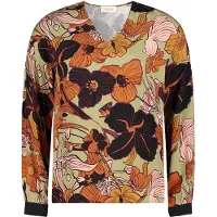 Cartoon Oversize-Bluse mit Rippbündchen in Brown/Green | Gr.: 36