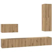 vidaXL Wand-TV-Schrank 4 pcs Artisan-Eiche Holzwerkstoff