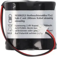 AccuCell 2,4 Volt Akkupack passend für Esylux Typ AS1800/2,4, Akkupack mit Kabel und Stecker