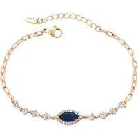 Faina Women Crystal Studded Chain Link Bracelet in Rose Gold Navy | Gr.: onesize