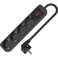 TM Electron Steckdosenleiste mit 4 Steckdosen mit Schalter 3680 W Schwarz (1,5 m)
