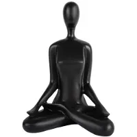 Present Time - Ornament Open Lotus - Schwarz - 15x11x21cm