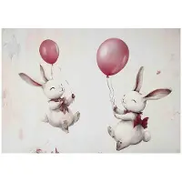 WALLARENA FOTOTAPETE Kinderzimmer Kaninchen Luftballons 150x105