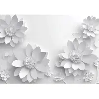 WALLARENA FOTOTAPETE 3D Effekt Blumen Grau Wohnzimmer Vlies Tapete 150x105
