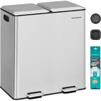 Songmics Mülleimer mit zwei Fächern Softclose Pedal und Inneneimern LTB743E01