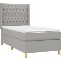 Syfax Boxspringbett mit Matratze Hellgrau 90x190 cm Stoff