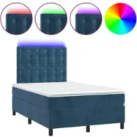 Syfax Boxspringbett mit Matratze & LED Dunkelblau 120x190 cm Samt
