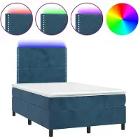 Syfax Boxspringbett mit Matratze & LED Dunkelblau 120x190 cm Samt