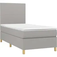 Syfax Boxspringbett mit Matratze Hellgrau 100x200 cm Stoff
