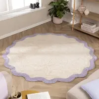 FRAAI Waschbarer Teppich Rund - Hazy Lila Creme Ø 80cm