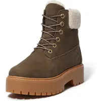 Timberland für Damen. TB0A2PU6W011 Stone Street braune Lederstiefel (37.5 W), 3 bis 5 cm, Schnürsenkel, Lässig