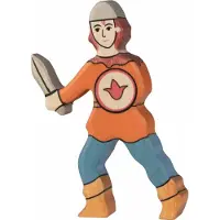 Holztiger Junge, oranges Hemd