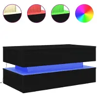 vidaXL Couchtisch mit LED-Leuchten Schwarz Eichen-Optik 90x50x40 cm