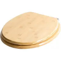 Beliani WC-Sitz Hellbraun Glänzend Bambus 42 x 35 cm Standard O-Form Oval Lochabstand 16 cm WC-Brille mit Deckel Abstandshaltern Befestigung von Unten
