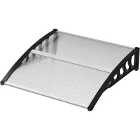 Outsunny Aluminium-Türdach 103x96,5x27 cm, schwarz, wetterfest und transparent