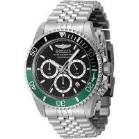 Invicta Pro Diver 48380 Herrenuhr - Quarzwerk - Edelstahl mit schwarzem Zifferblatt - 43 mm