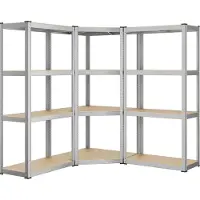 Hobby Hall Eckregal-Set 4 Ebenen aus Metall silbern-naturbeige GLR056E03