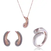 Orphelia 'Tilou' Damen-Set aus 925er Sterlingsilber: Halskette + Ohrringe + Ring - Rosé SET-7441