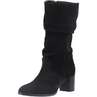 Hush puppies Cosima Wildleder Damen Schwarze Wildleder Kniehohe Stiefel mit Absatz