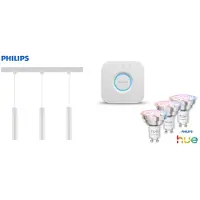 Philips Pendelleuchte 3er Spot Paxie Easy Link + Smart-Home Hue Bridge weiß 157 cm warmweiß-kaltweiß RGB