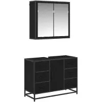 vidaXL Badezimmermöbel-Set 2 stk. Schwarz Eichen-Optik 80 x 33 x 60 cm