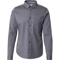 s.Oliver Langarmhemd , Herren, Gr. XL, N-Gr, dunkelgrau, Web, Obermaterial: 97% Baumwolle, 3% Elasthan, unifarben, slim fit normal, Manschette, Hemden Langarmhemd, mit Brusttasche