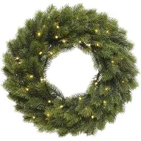 Lumineo Künstlicher Tannenkranz 40cm mit LED Lichtern Grün / Warmweiß