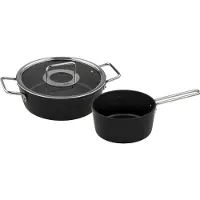 Fissler Adamant / Aluminium-Kochtopfset, 2-teilig, Töpfe-beschichtet mit Glasdeckel, antihaftend (1 Bratentopf, 1 Stielkasserolle) - Induktion