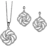 Orphelia Damen 925 Sterling Silber Set: Kettenanhänger + Ohrringe - Silber SET-5178