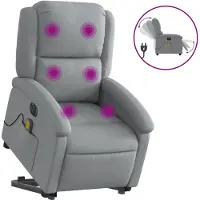 vidaXL Elektrischer Massagesessel mit Aufstehhilfe Hellgrau Stoff